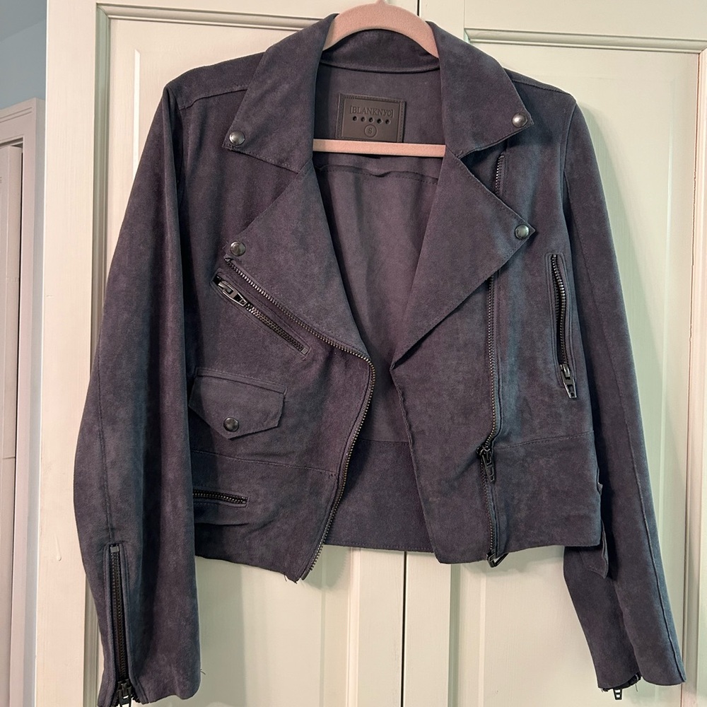 Anthropologie Blank NYC Gray Suede Motor Jacket Size S